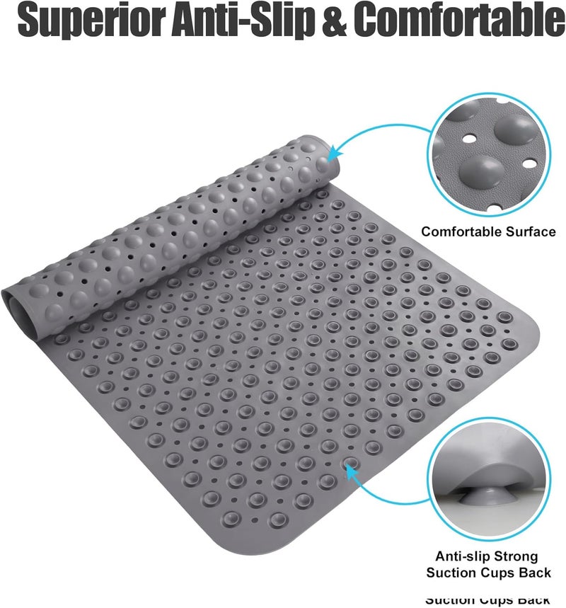 Yonala Extra Large Shower Mat, 47.2 x 31.5 Inch Non Slip Shower Mats for Inside Shower with Drain Hole and Suction Cups, Soft Trimmable TPE Anti Slip Shower Mat for Walk in Shower Stall, Heavy Mat - Image 3